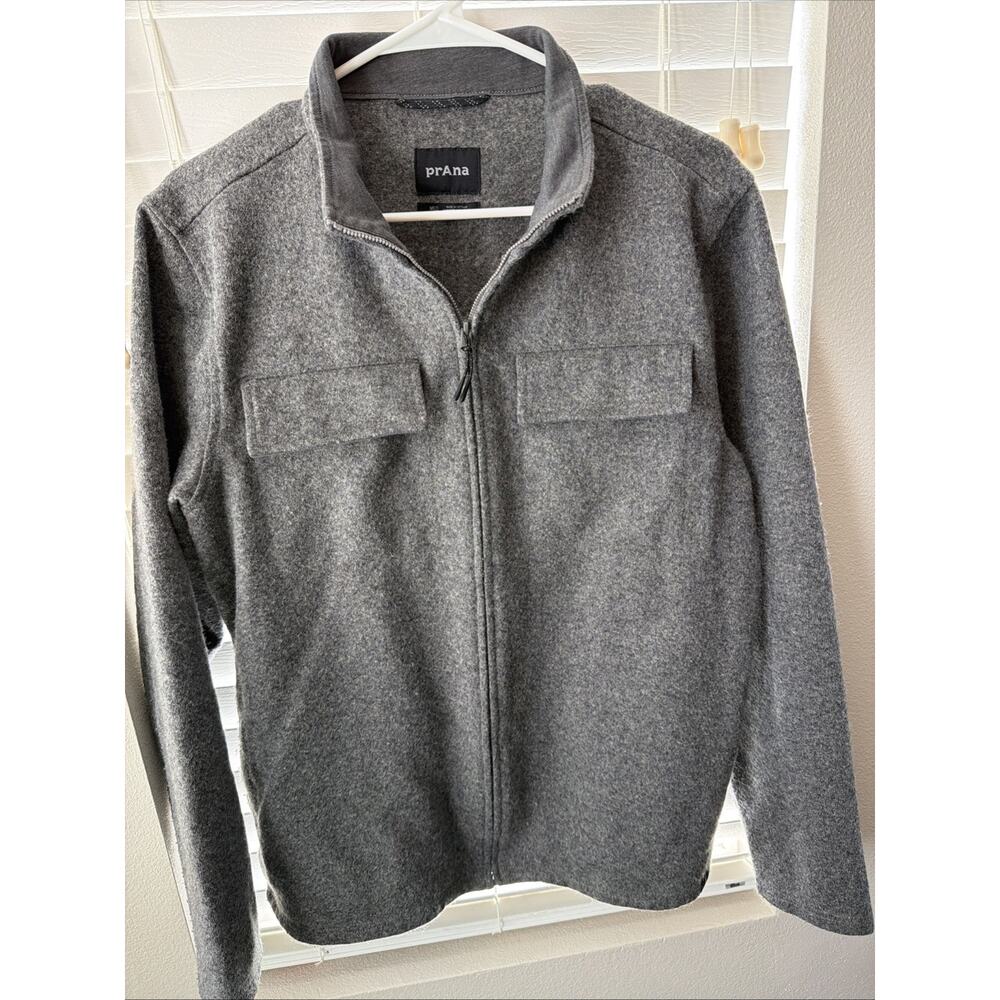 Prana Wool Blend Full Zip Jacket Dark Grey Mens Medium